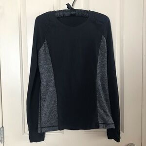 Lululemon Long-sleeve Crewneck Layering Running Shirt Black/Grey size 10
